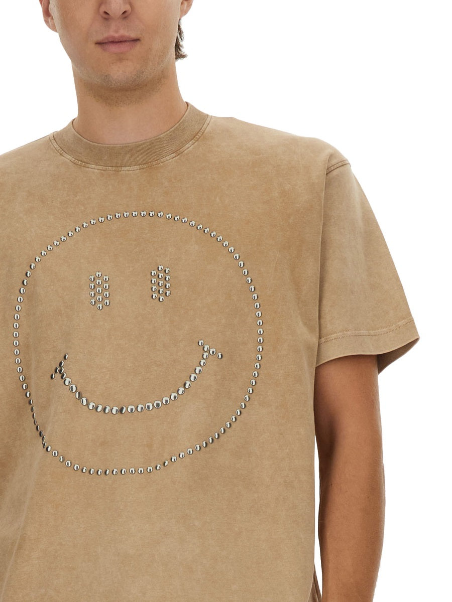 MOSCHINO COUTURE Heavy Cotton T-Shirt with Smiley Graphic - Size L