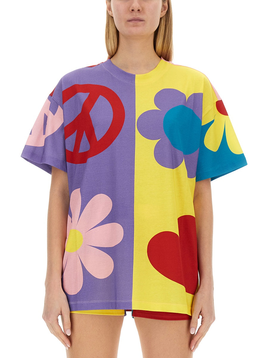 MOSCHINO JEANS Oversized Fit T-Shirt with Stylish Symbols