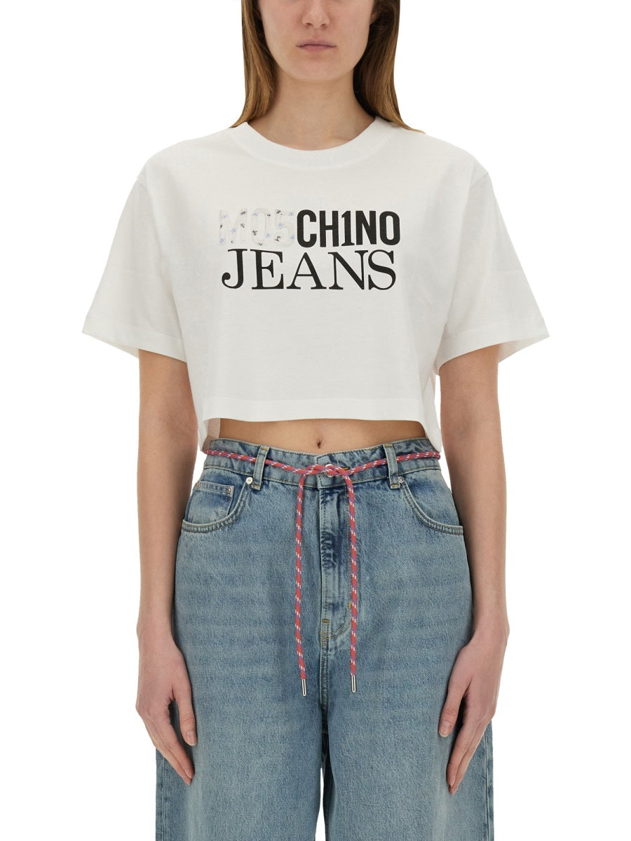 MOSCHINO JEANS Cropped T-Shirt with Logo - Women's