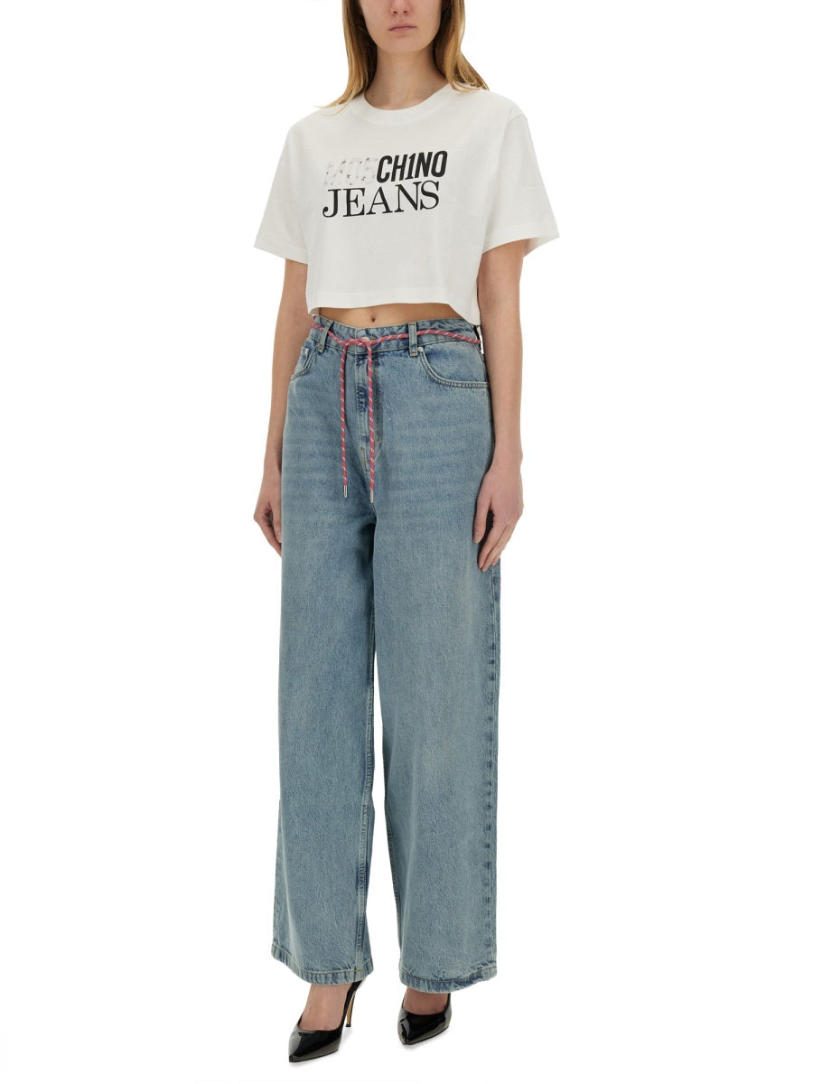 MOSCHINO JEANS Cropped T-Shirt with Logo - Women's