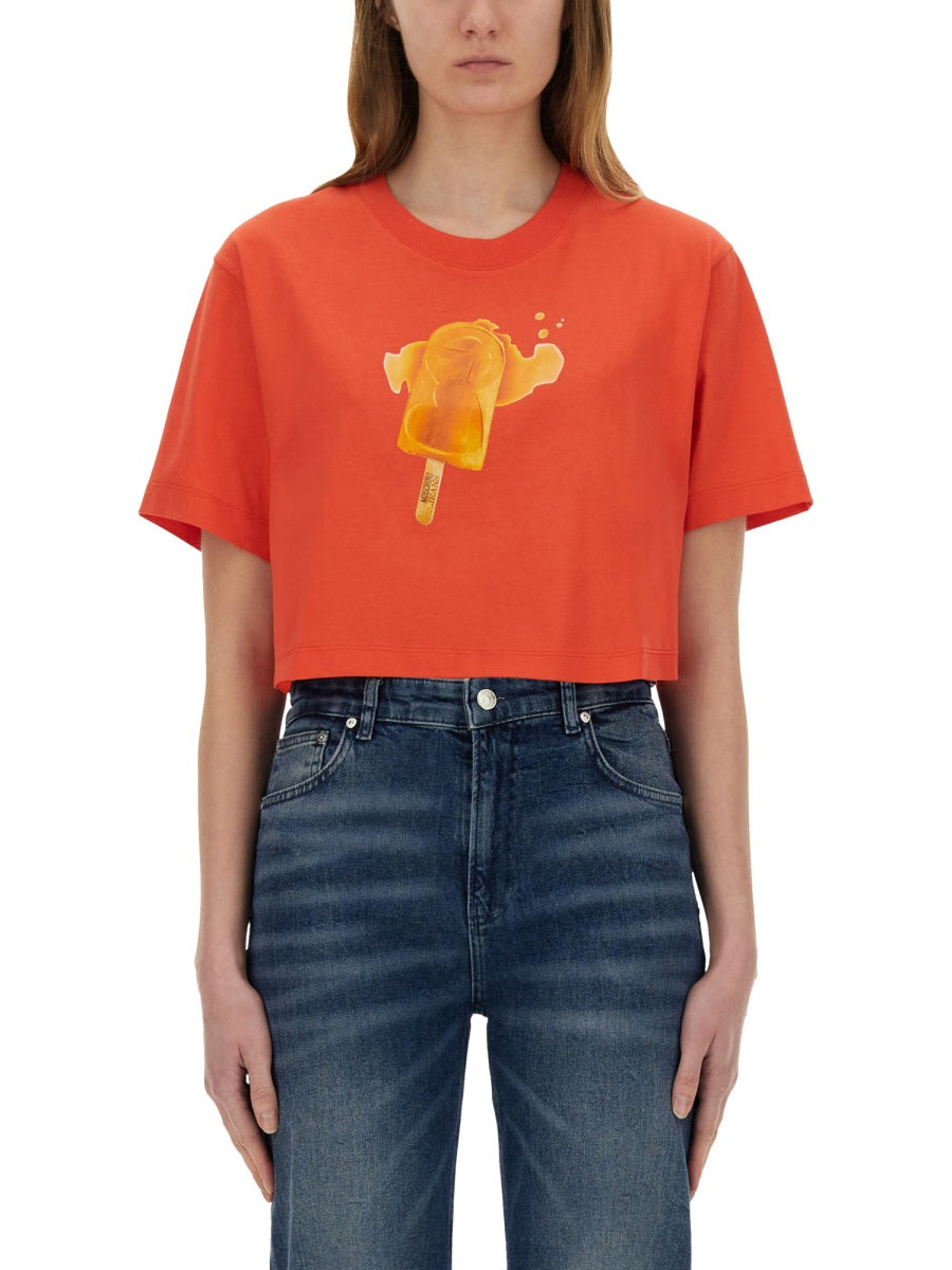 MOSCHINO JEANS Cropped Ice-Cream Print T-Shirt - Size S