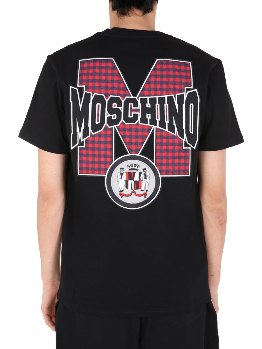 MOSCHINO COUTURE Men's Round Neck Maxi Patch Logo T-Shirt