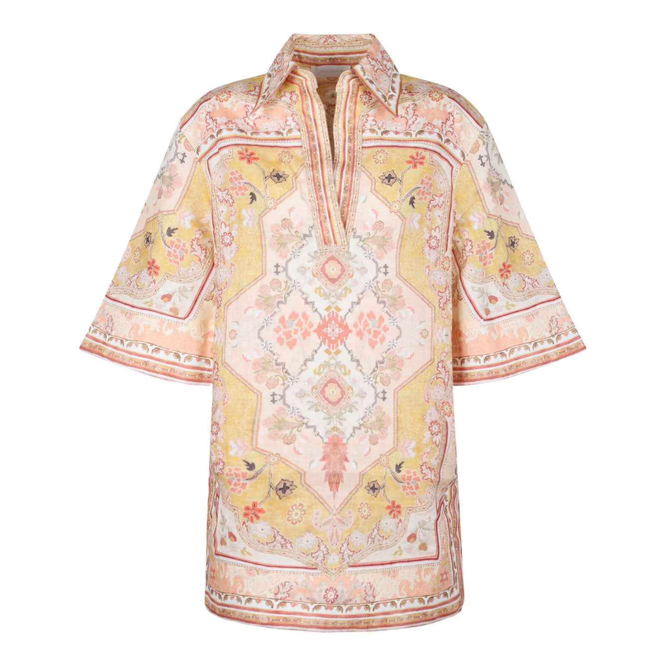 ZIMMERMANN Mustard Multi Mini Linen Dress