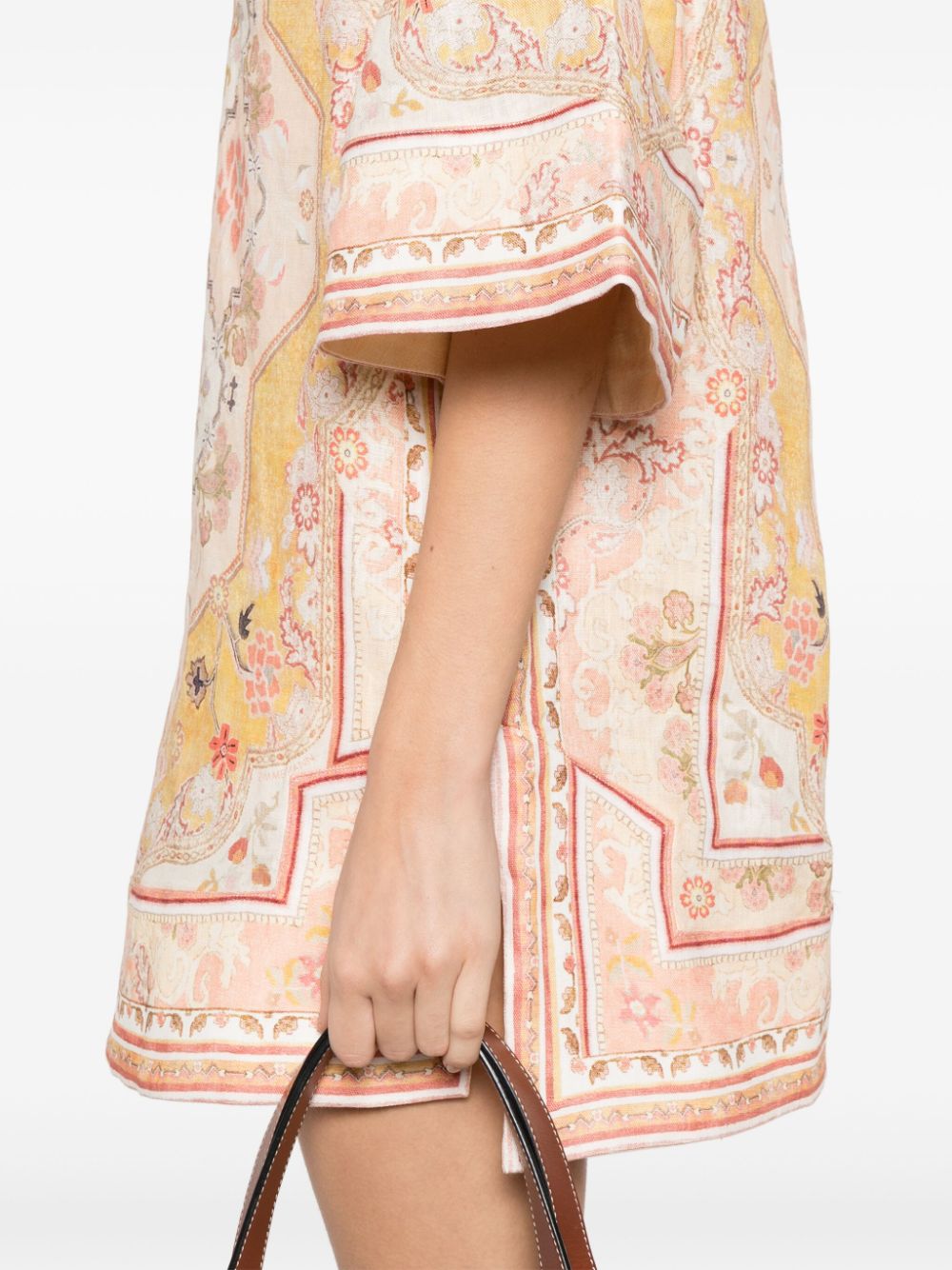 ZIMMERMANN Wylie Printed Linen Tunic - Short Sleeve