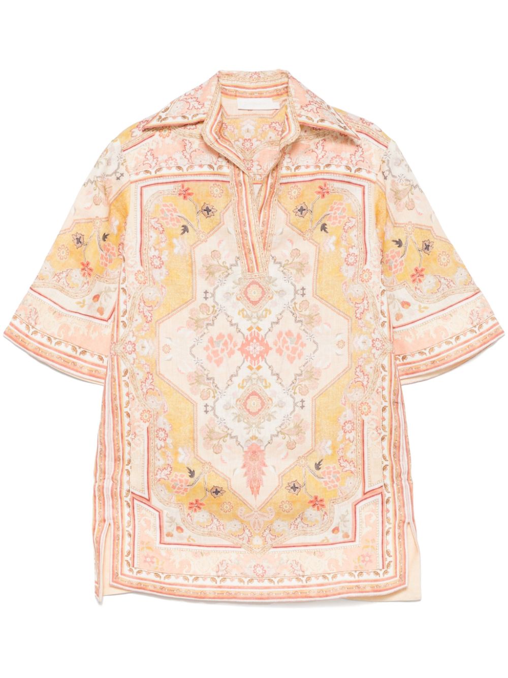 ZIMMERMANN Wylie Printed Linen Tunic - Short Sleeve