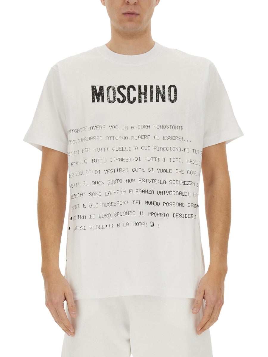 MOSCHINO Message Print Regular Fit T-Shirt - Size L