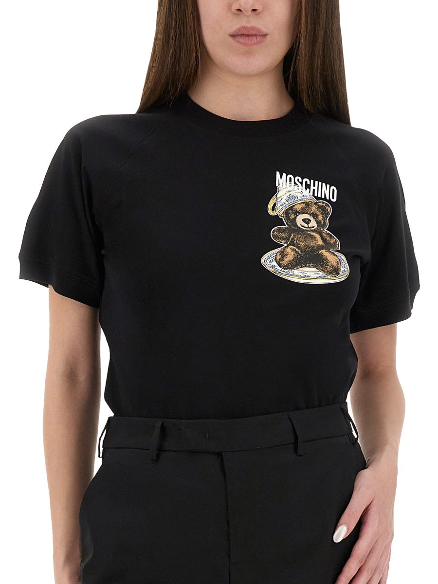 MOSCHINO Regular Fit Teddy Print T-Shirt Size S