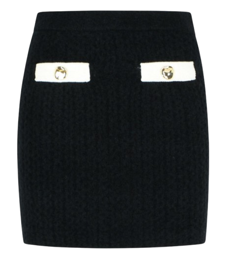 SELF-PORTRAIT Wool Blend Elastic Mini Skirt