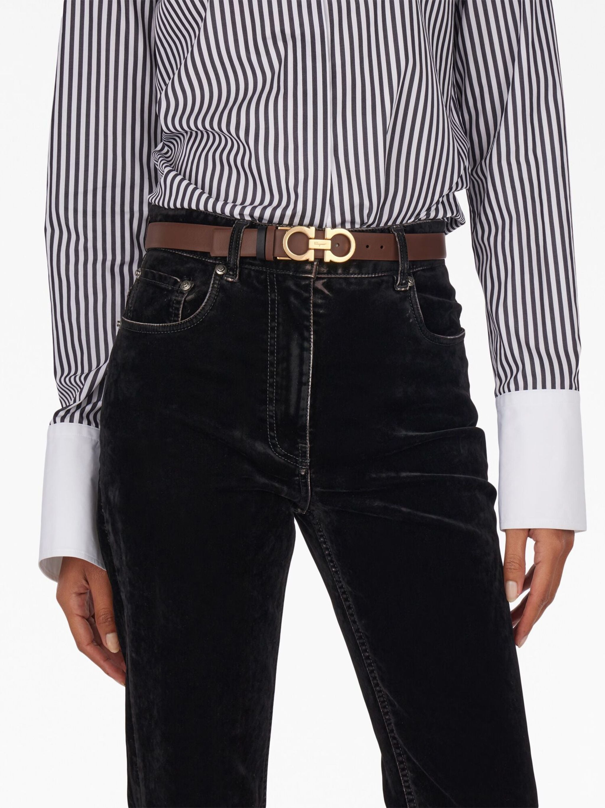 Ferragamo Reversible Slim Hook Buckle Belt