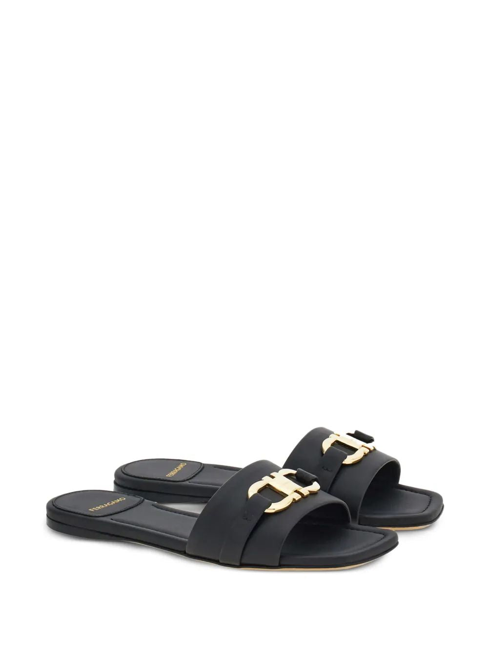 Ferragamo Elegant Flat Sandal with Golden Logo