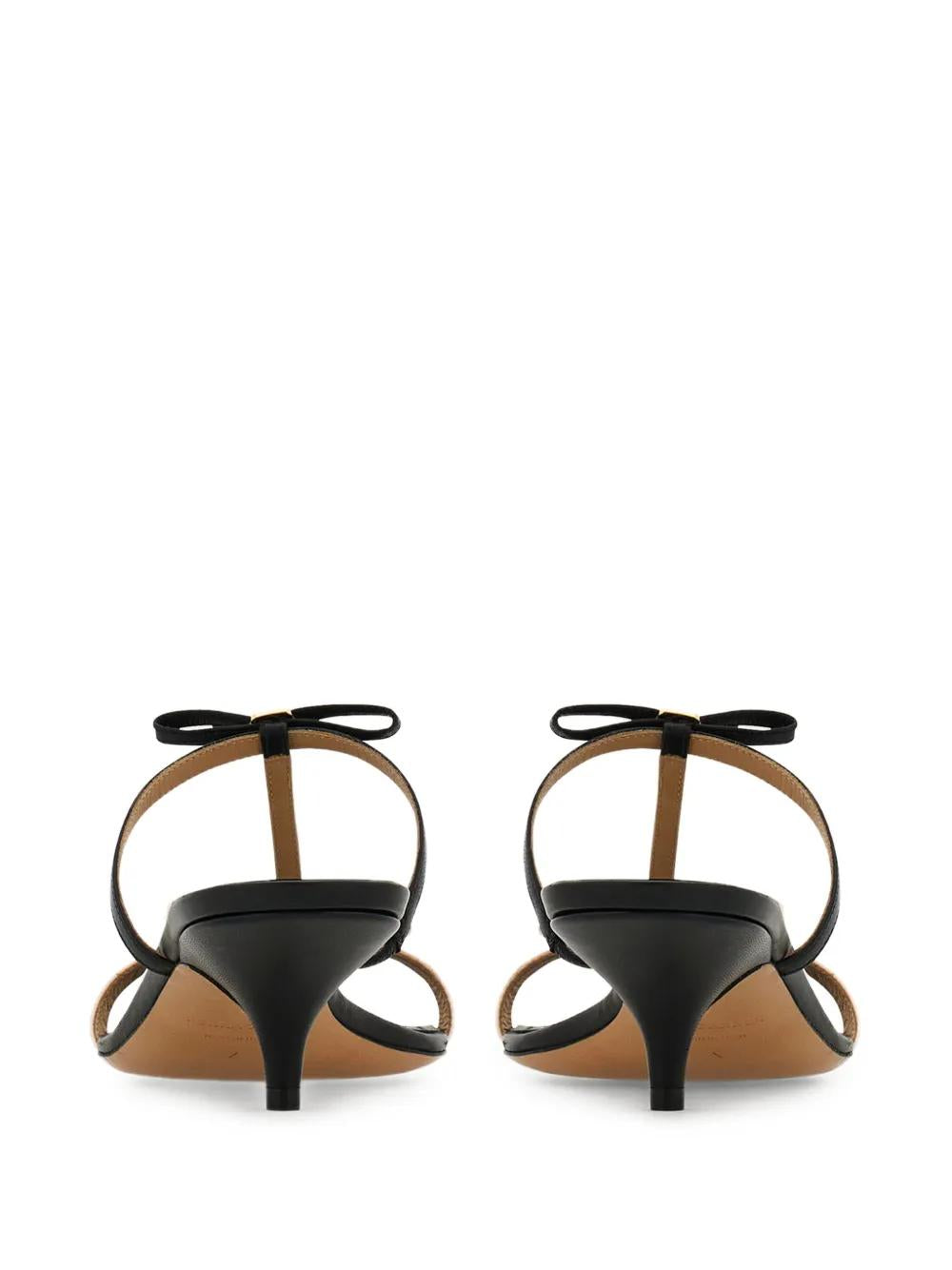 Ferragamo Kitten-Heel Sandals with Bow T-Strap