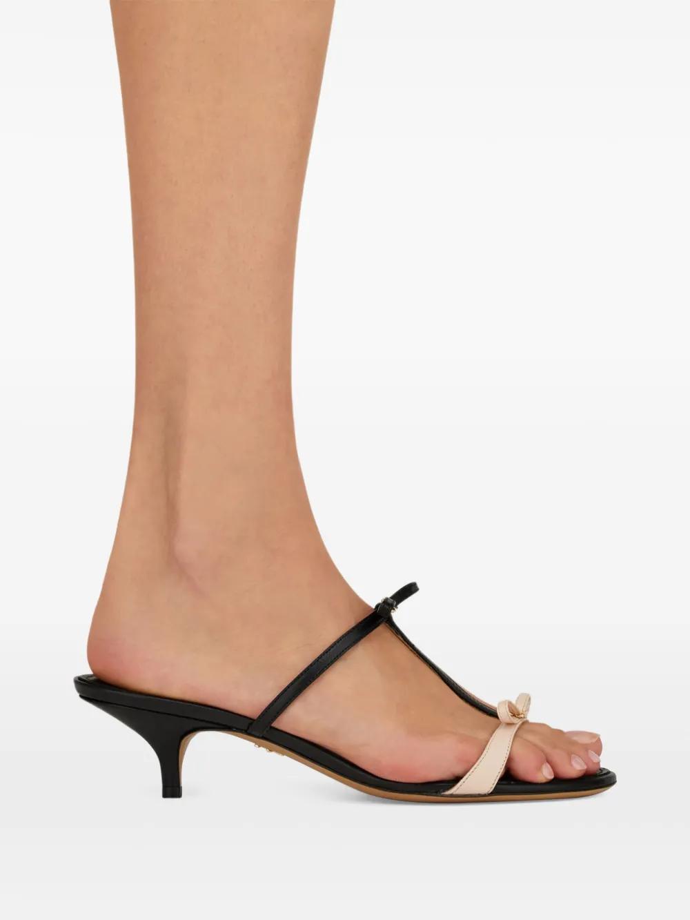 Ferragamo Kitten-Heel Sandals with Bow T-Strap