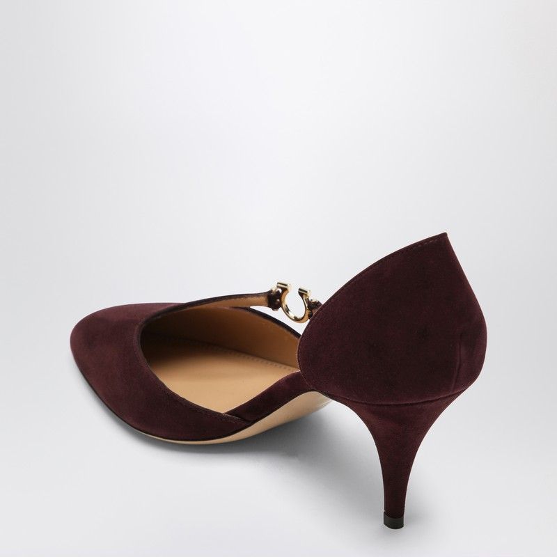 Ferragamo Almond Toe Medium Heel Pumps with Gancini Hook Detail