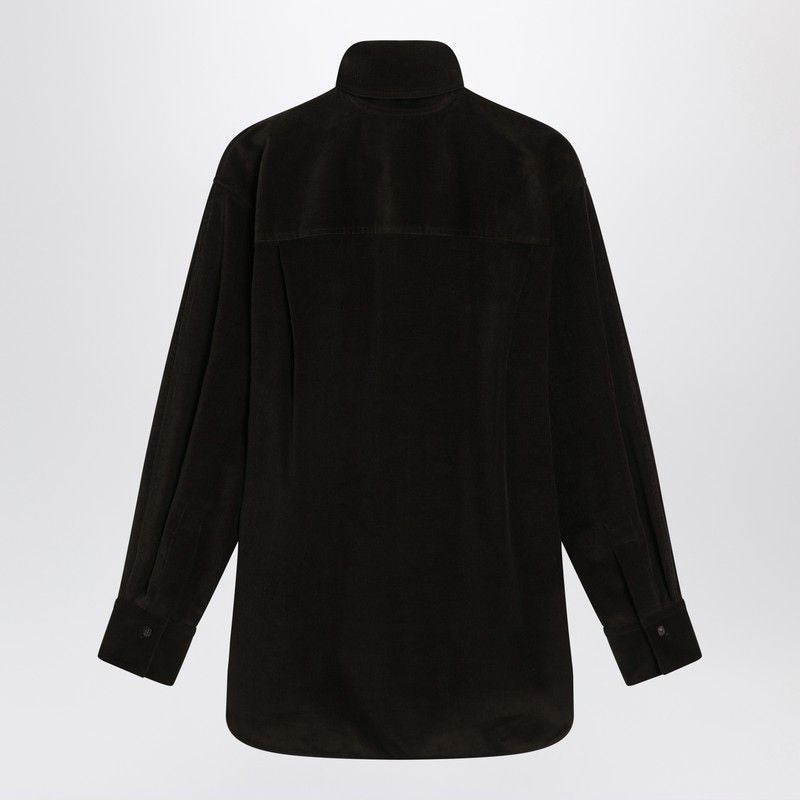 Ferragamo Ribbed Velvet Button-Up Shirt for Women