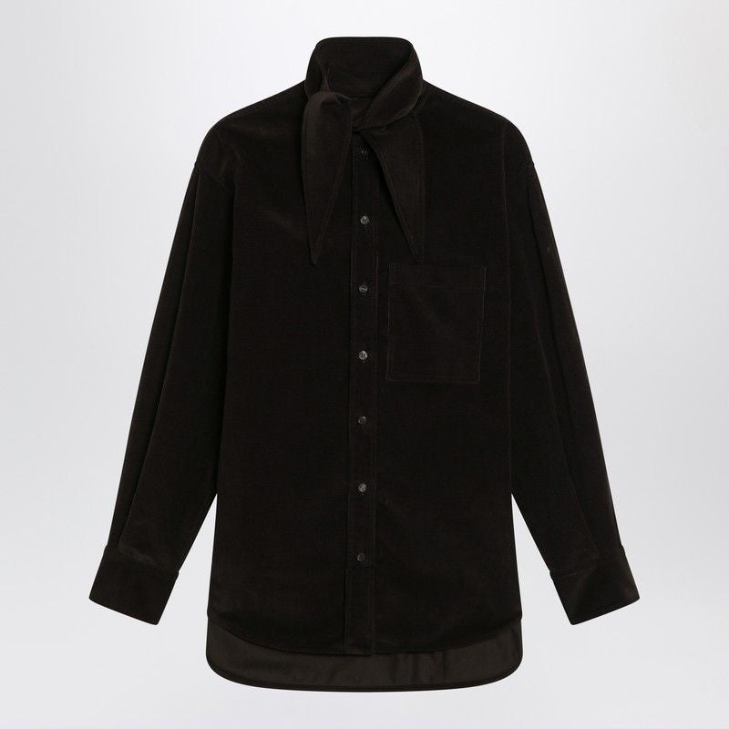Ferragamo Ribbed Velvet Button-Up Shirt for Women