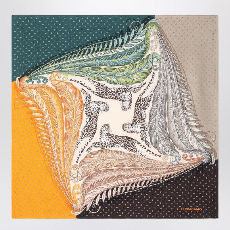 Ferragamo Silk Scarf with Madras Print