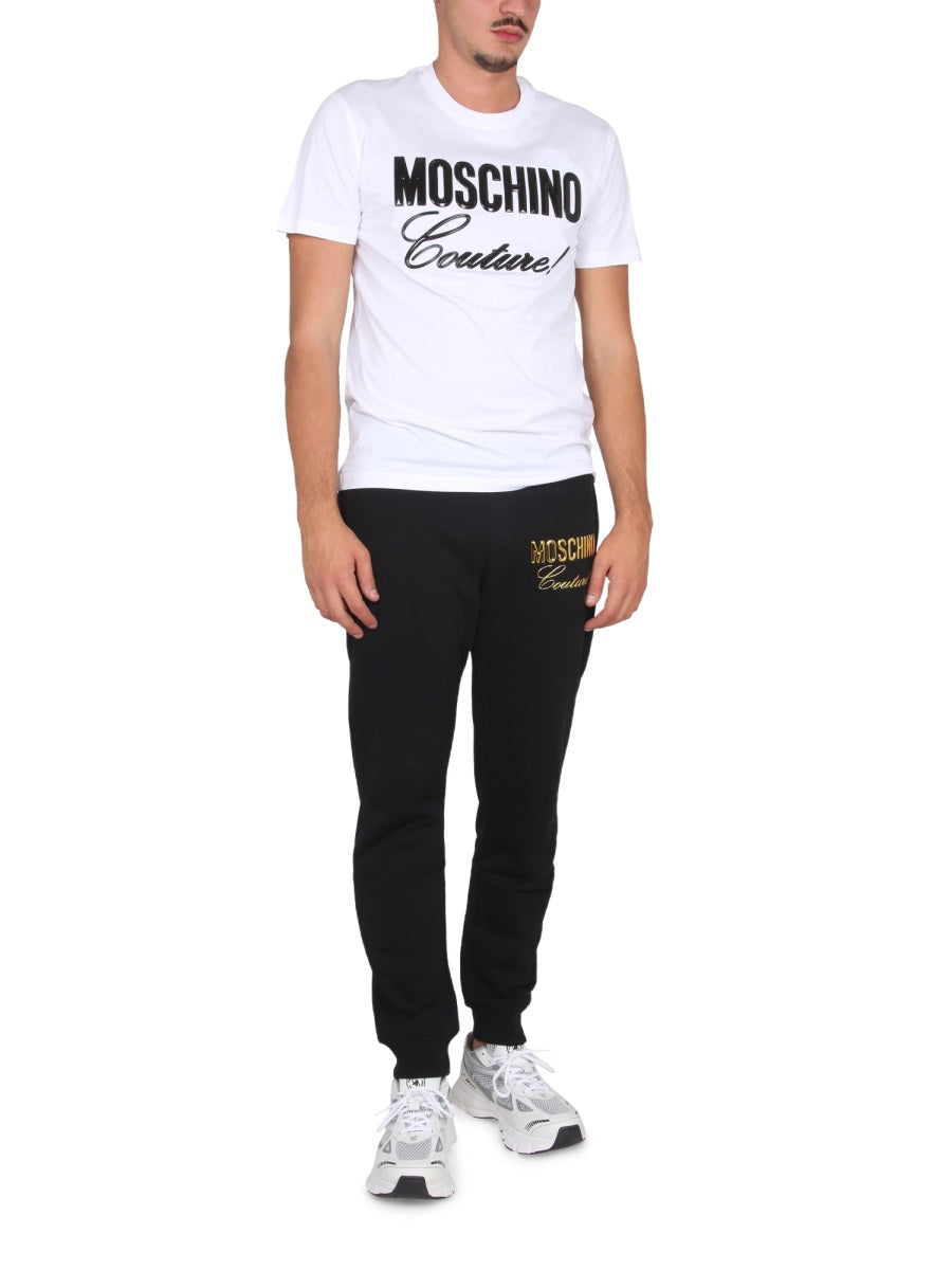 MOSCHINO COUTURE Crewneck T-Shirt with Front Logo Print