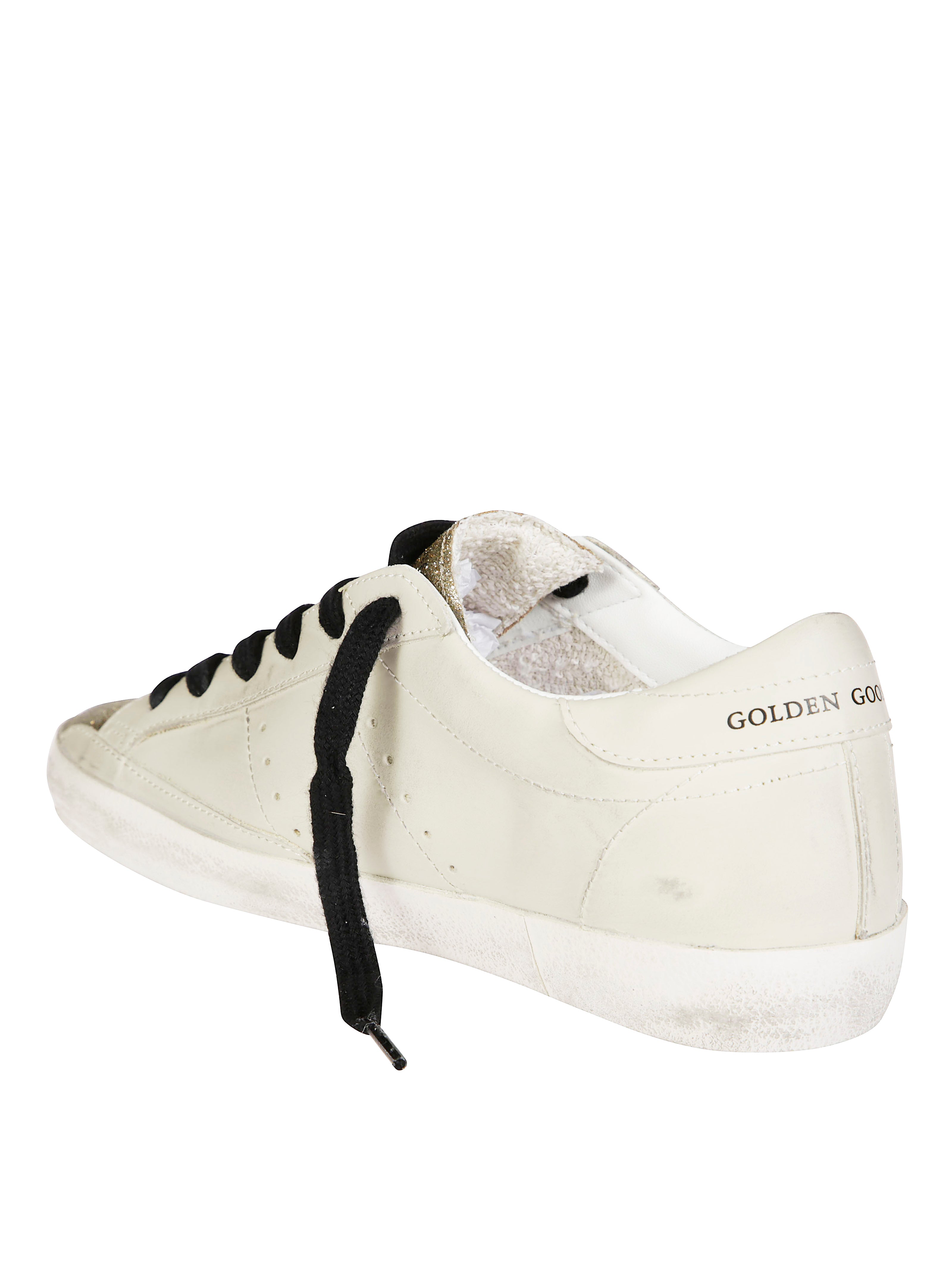 GOLDEN GOOSE Glittered Superstar Leather Upper Sneakers for Men