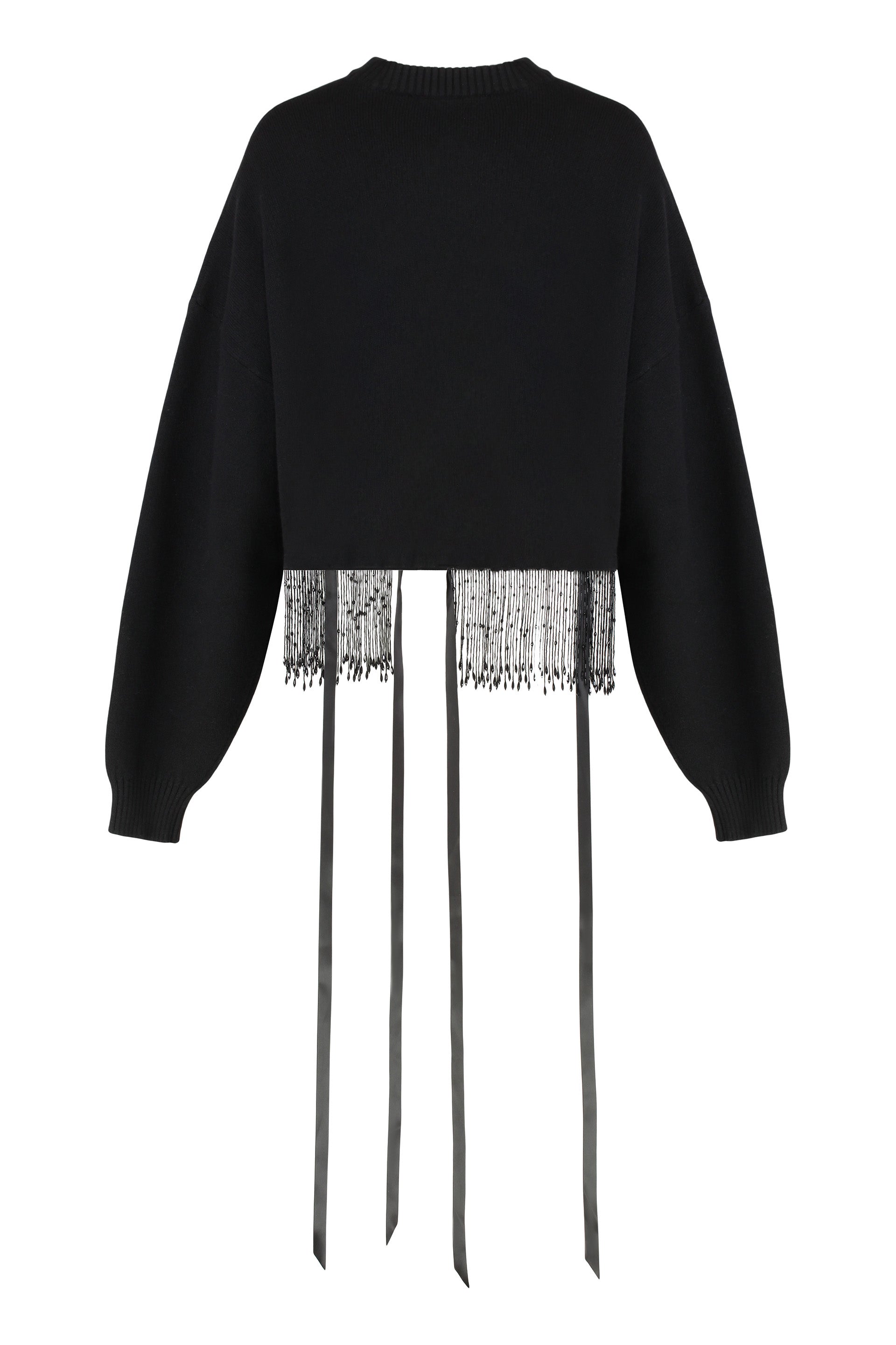 ALBERTA FERRETI Wool Blend Sweater with Decorative Beads