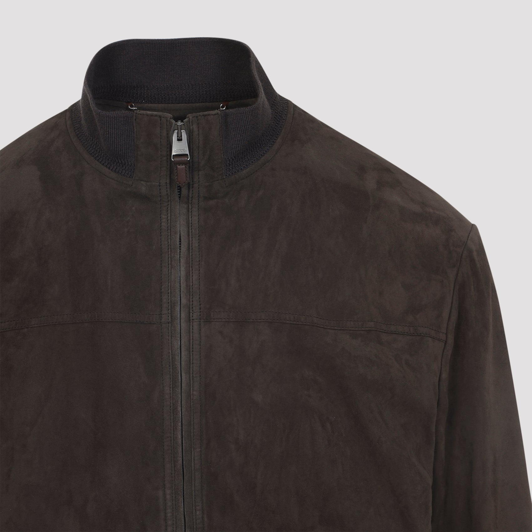CANALI Men's Leather Down Bomber Jacket