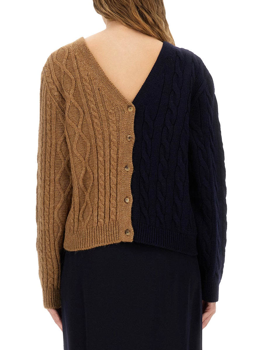 MOSCHINO COUTURE Two-Tone Alpaca Blend Cardigan - Size 38 IT