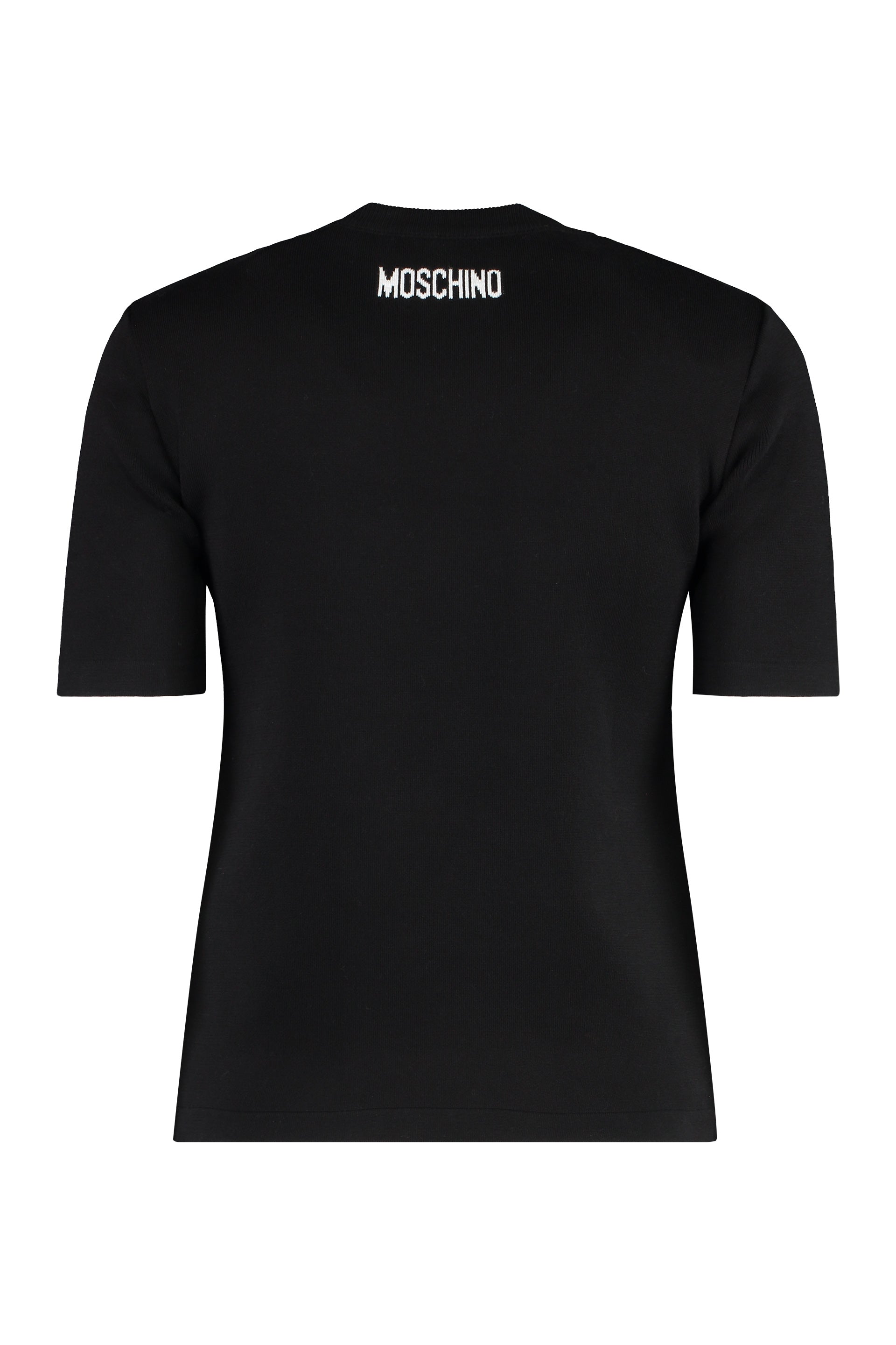 MOSCHINO COUTURE Short Sleeve Sweater with Intarsia Design