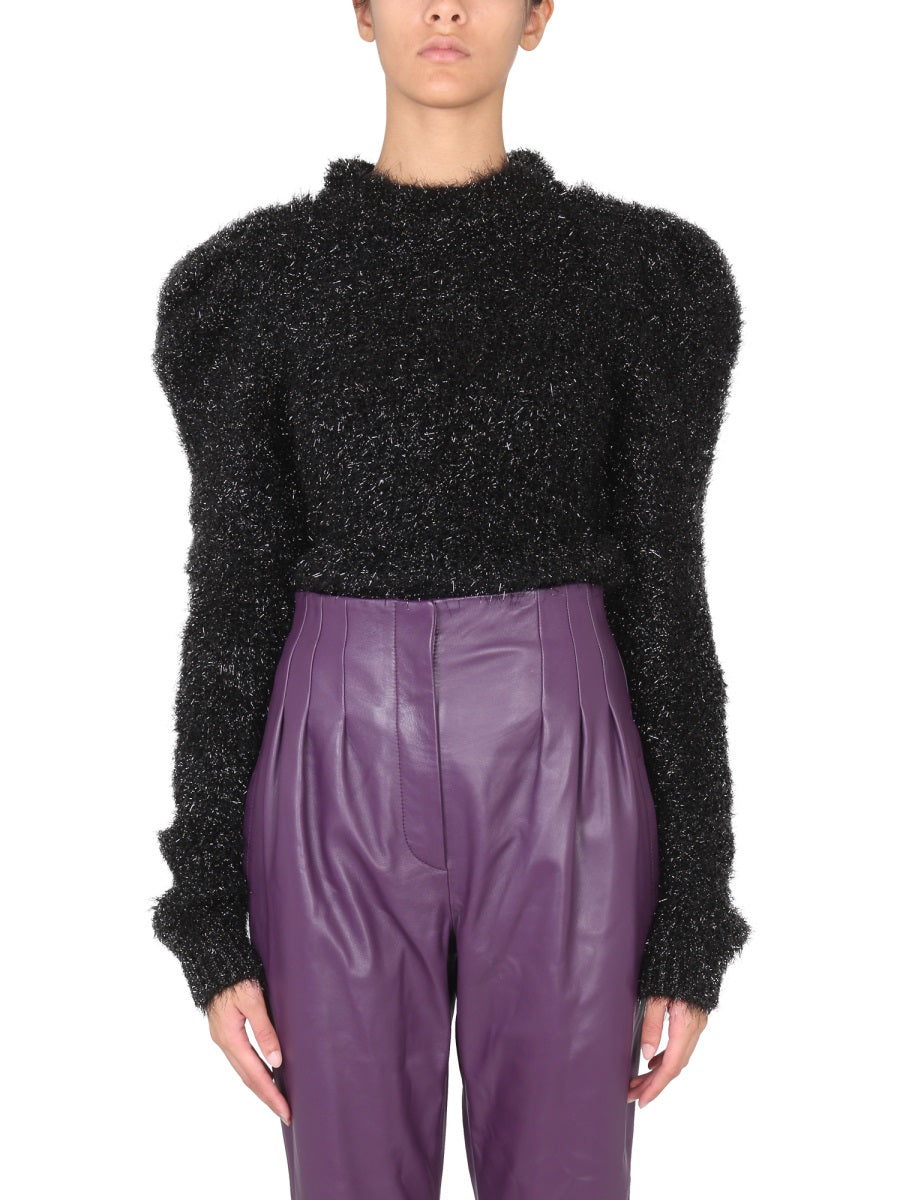 ALBERTA FERRETI Lurex Padded Shoulder T-Shirt