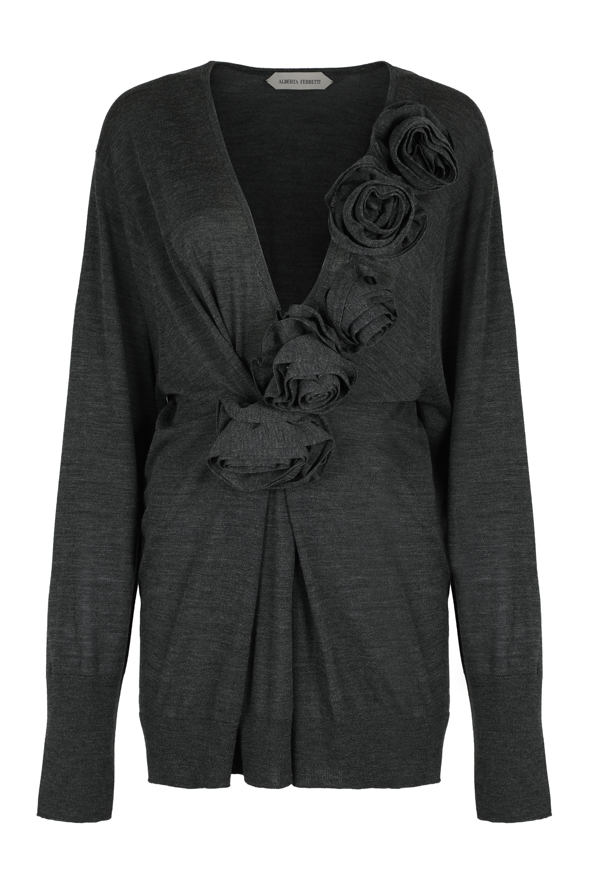 ALBERTA FERRETI Merino Wool Floral Embroidered Sweater