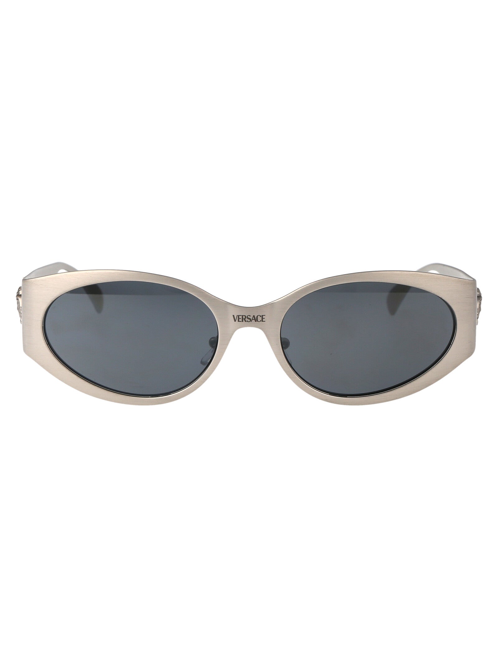 VERSACE Matte Silver Metal Sunglasses for Women