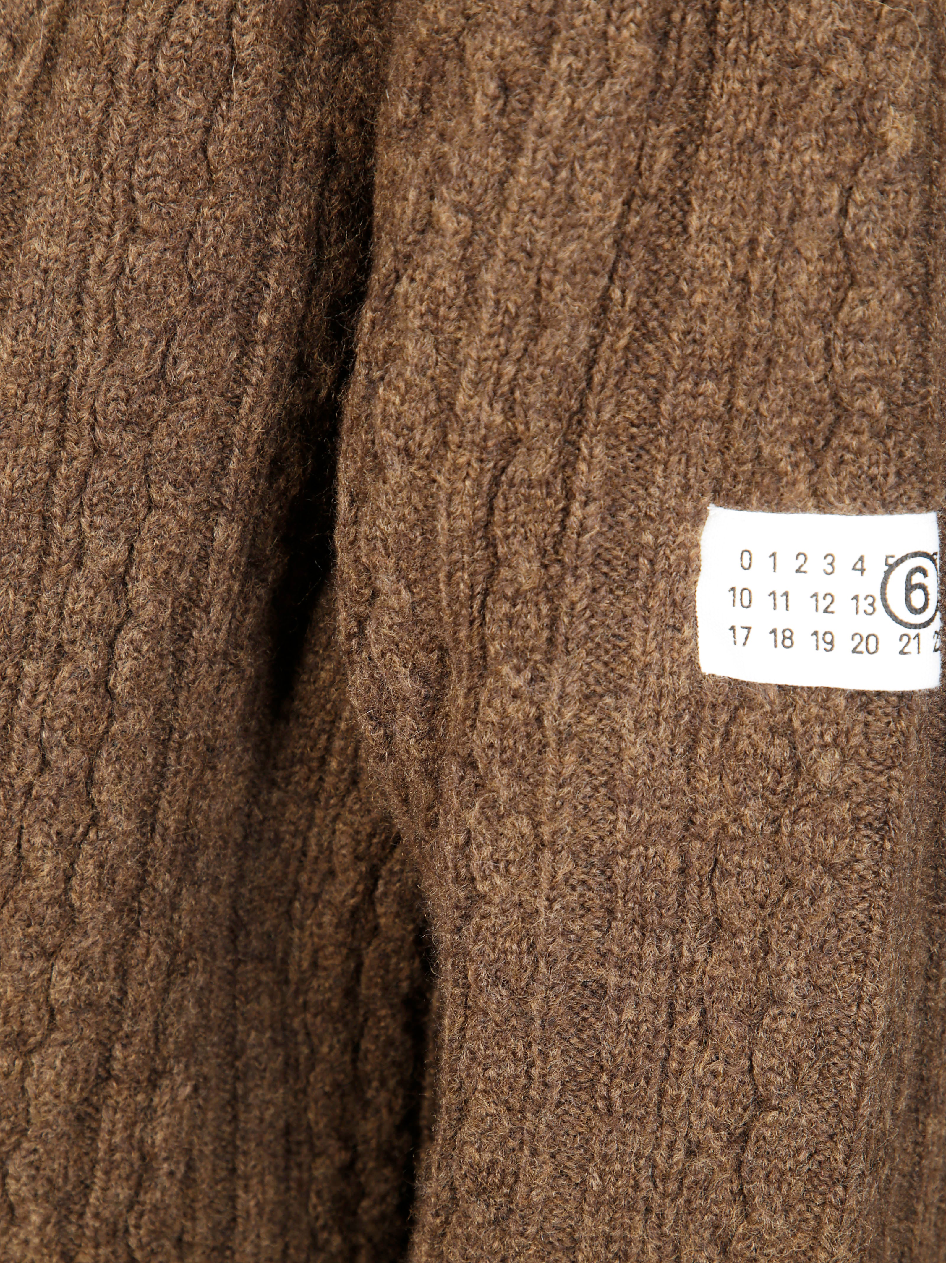 MM6 V-Neck Textured Cardigan with Logo Patch