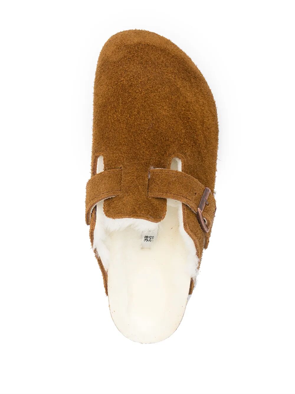 BIRKENSTOCK Men's Shearling Suede Leather Slippers with Decorative Buckle