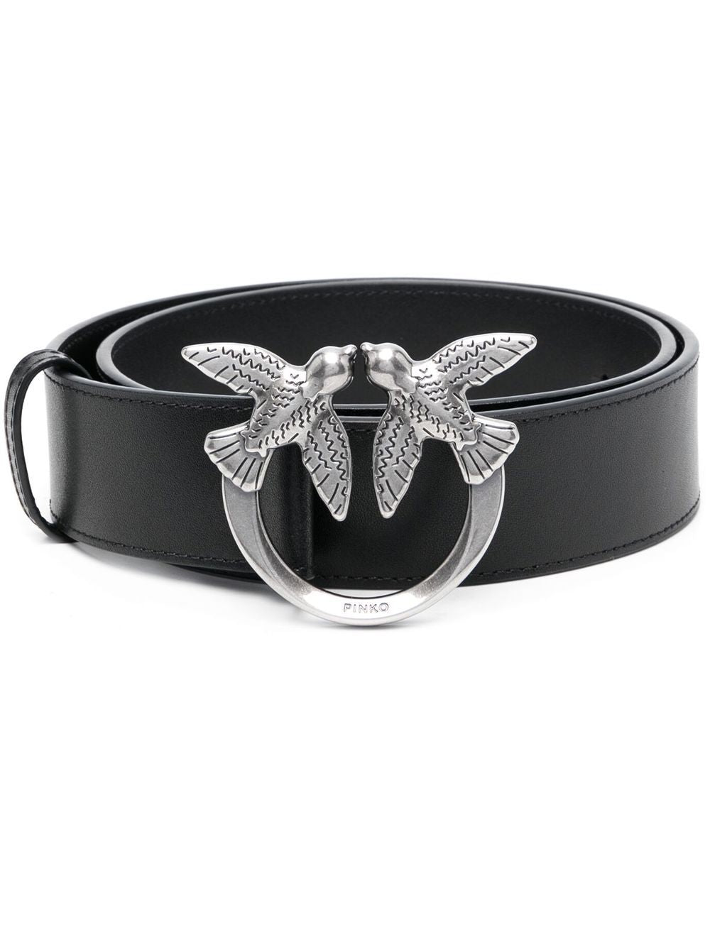 PINKO Genuine Leather Stylish Belt with Logo Buckle - Adjustable Fit