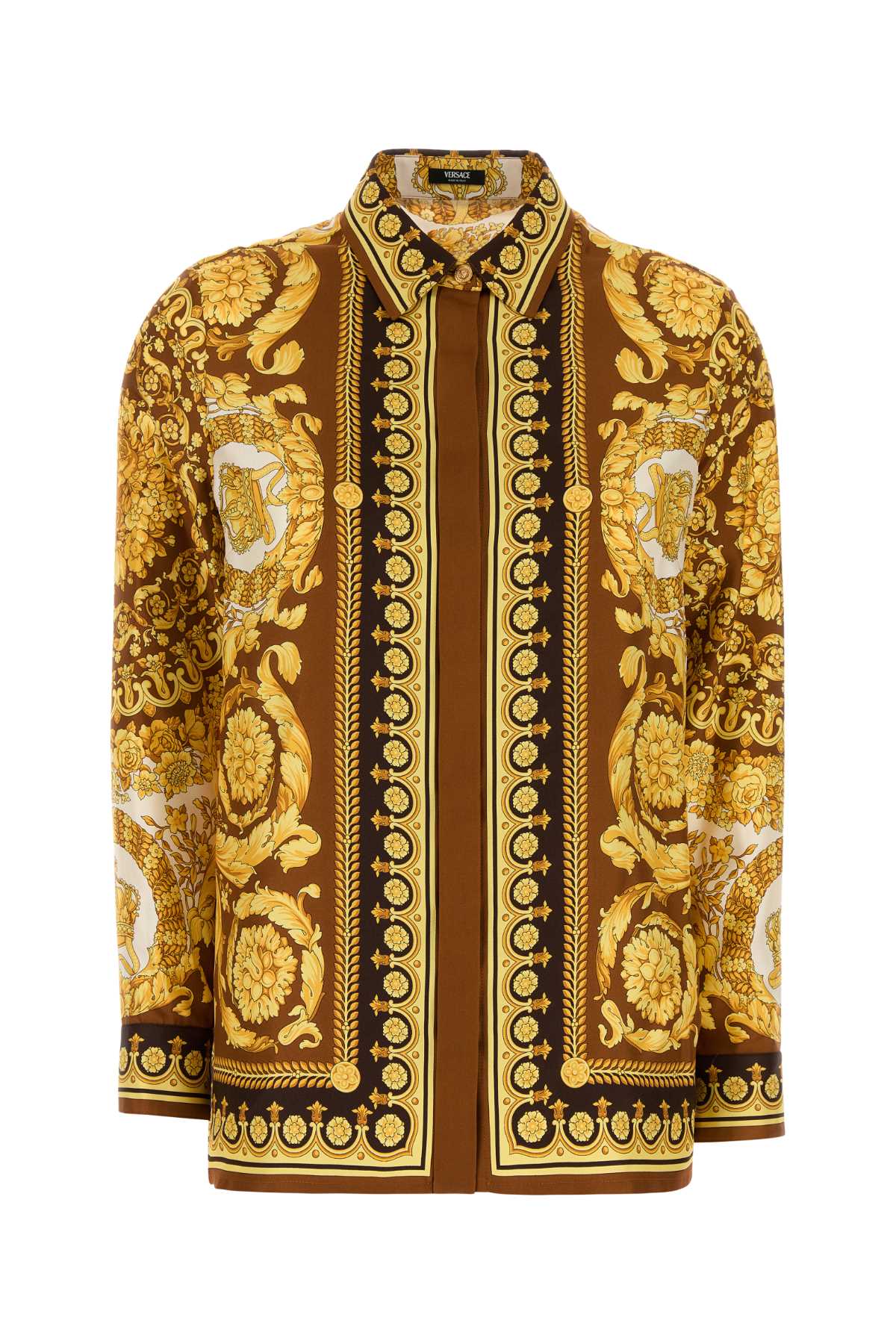 VERSACE Baroque Print Silk Dress Shirt for Women