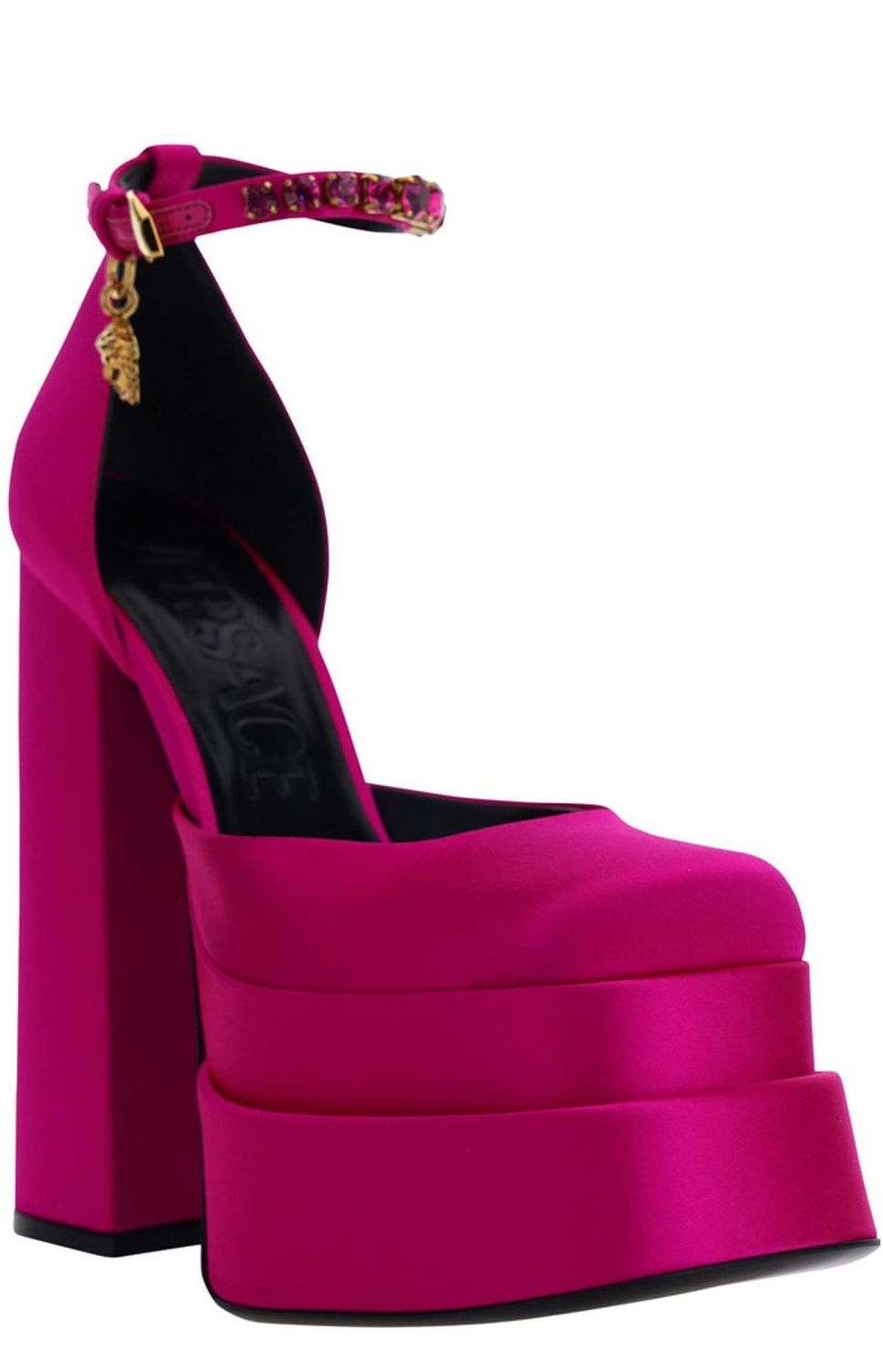 VERSACE Medusa Satin Aevitas Pumps - Women’s Elegant Footwear