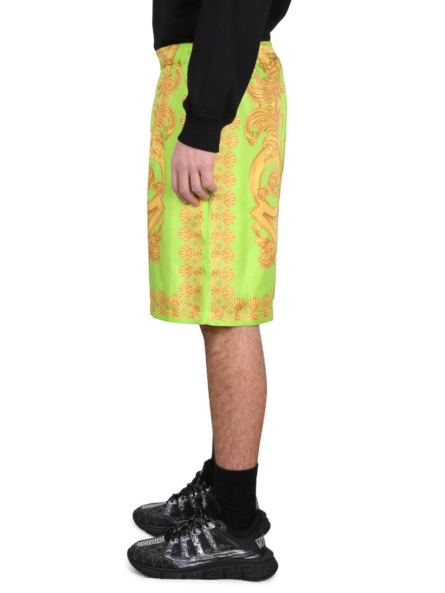 VERSACE Baroque Print Elastic Waist Shorts
