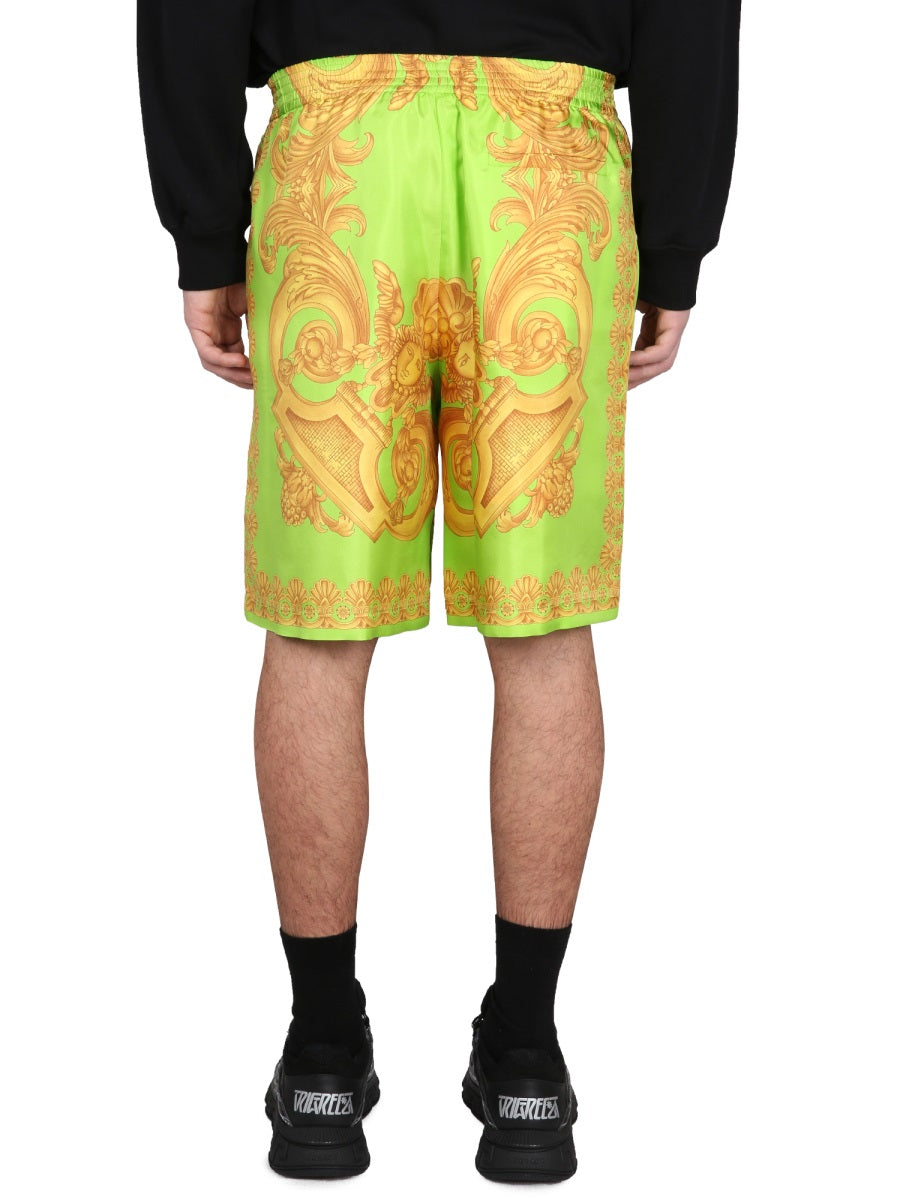 VERSACE Baroque Print Elastic Waist Shorts