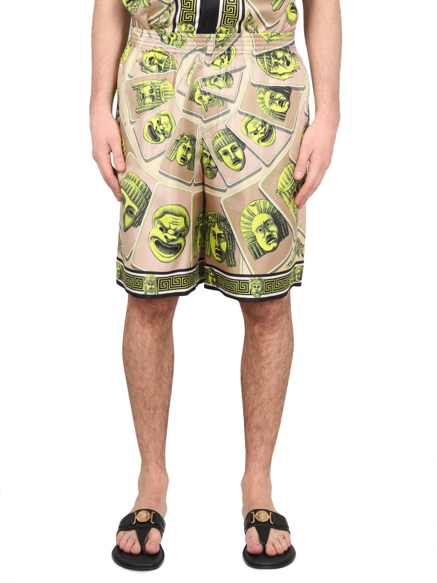 VERSACE Baroque Print Elastic Waist Shorts