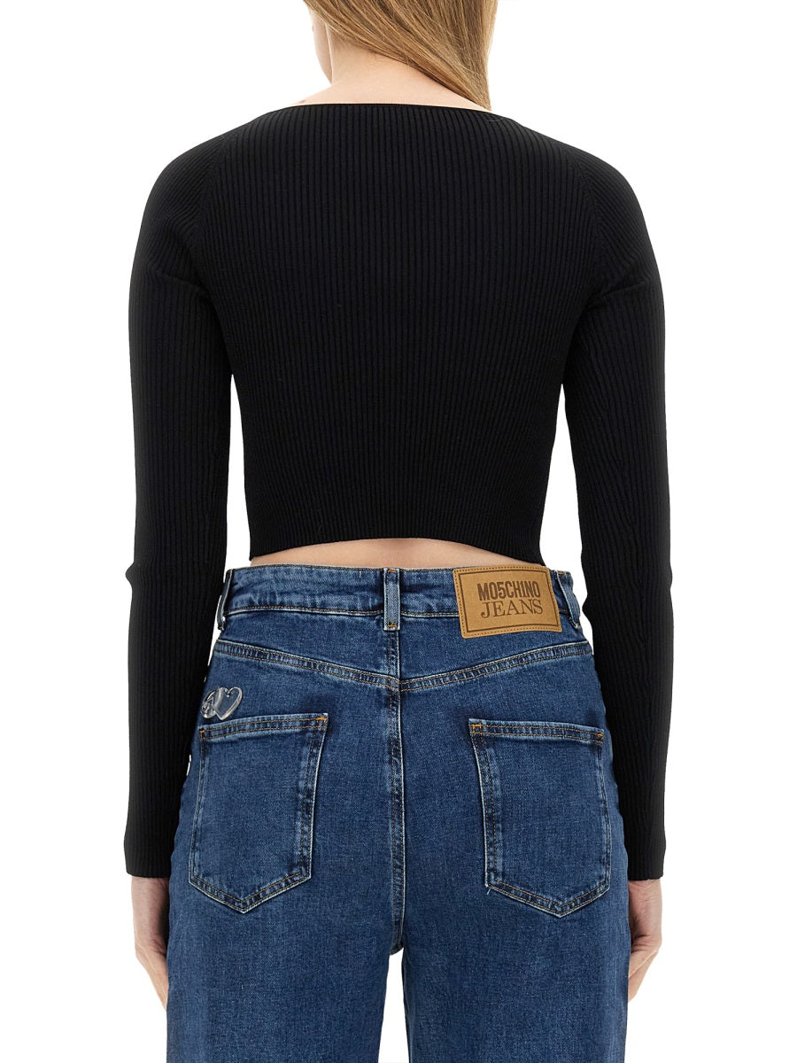 MOSCHINO JEANS Ribbed Crop Top - Women's Size S