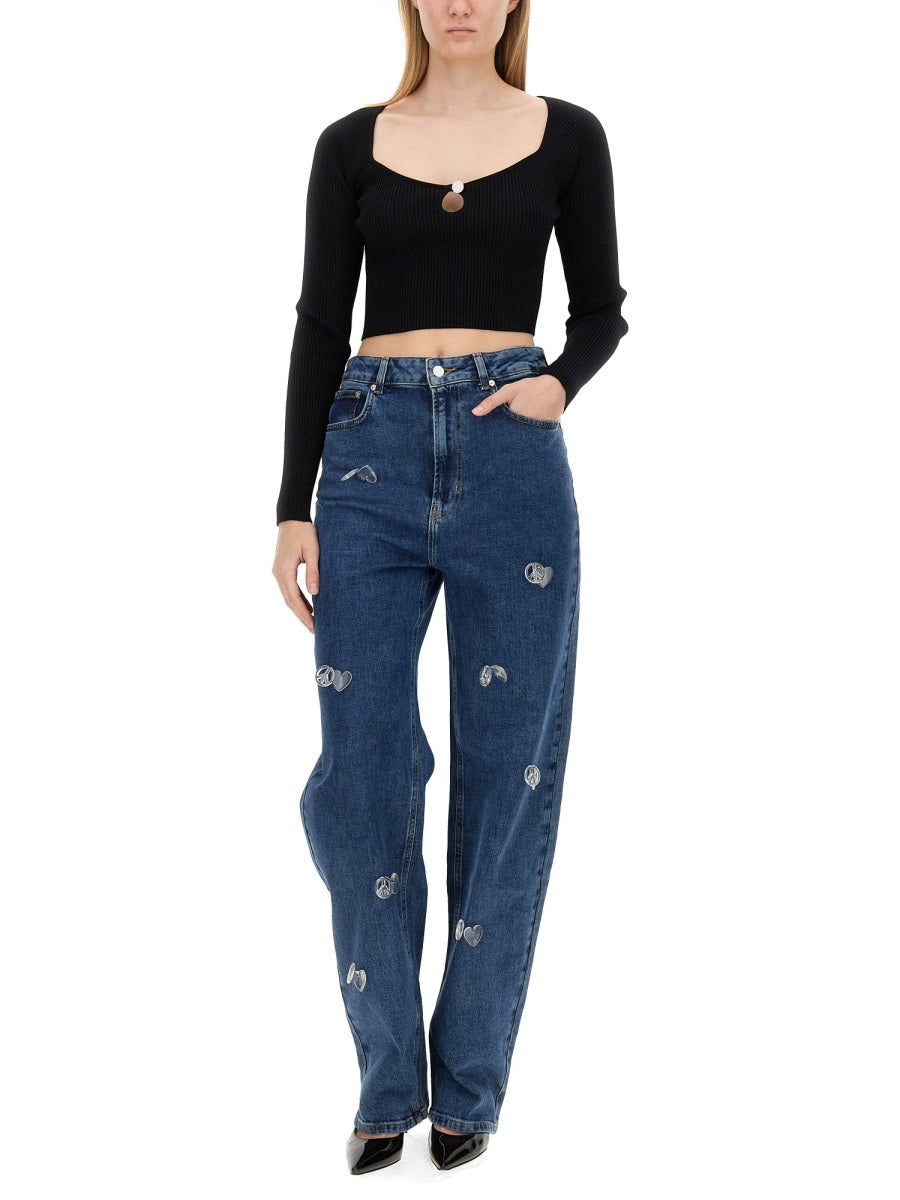 MOSCHINO JEANS Ribbed Crop Top - Women's Size S