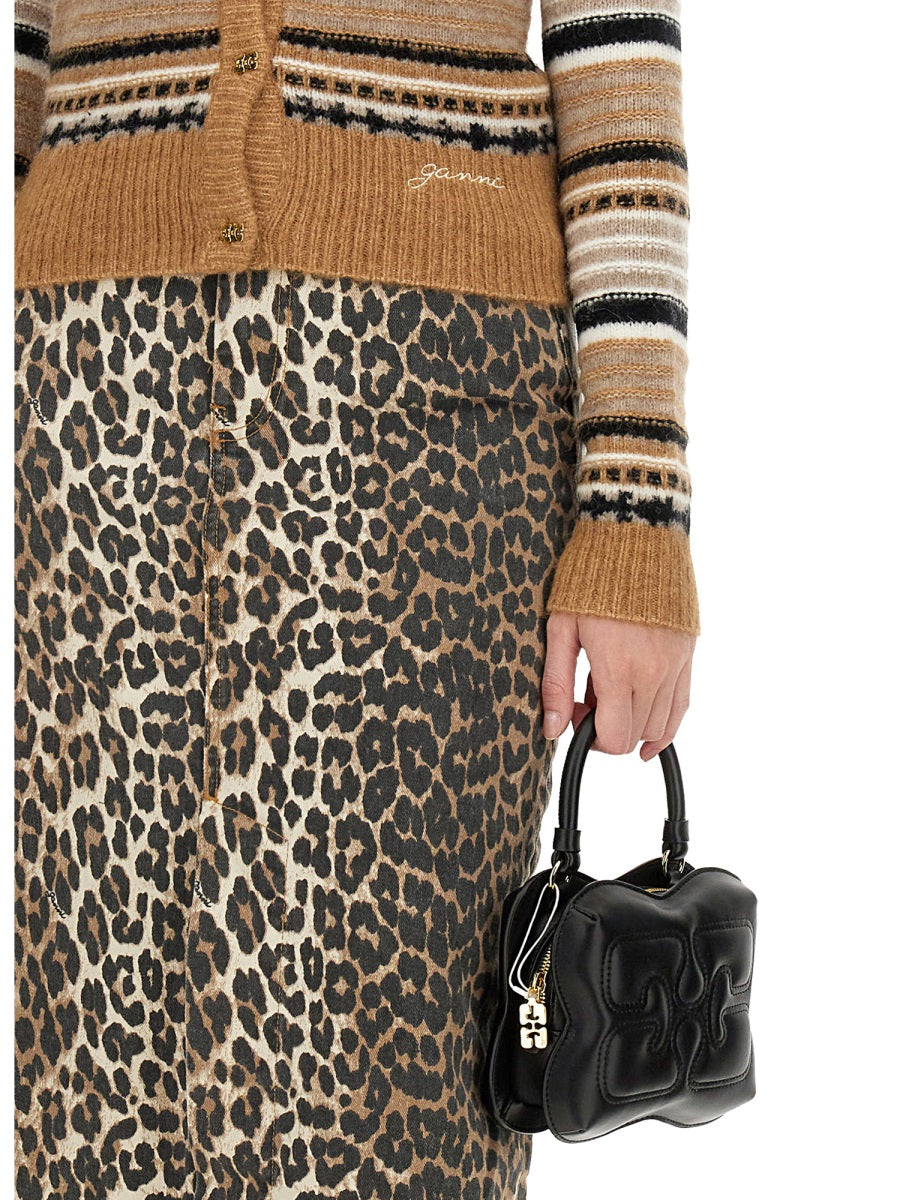 GANNI Regular Fit Cardigan with Stripe Pattern