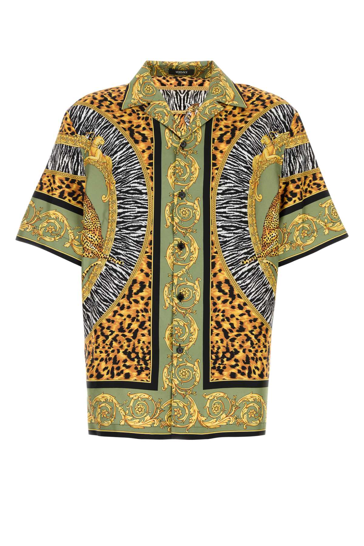 VERSACE Wild Cats Printed Satin Shirt for Men - FW25 Collection