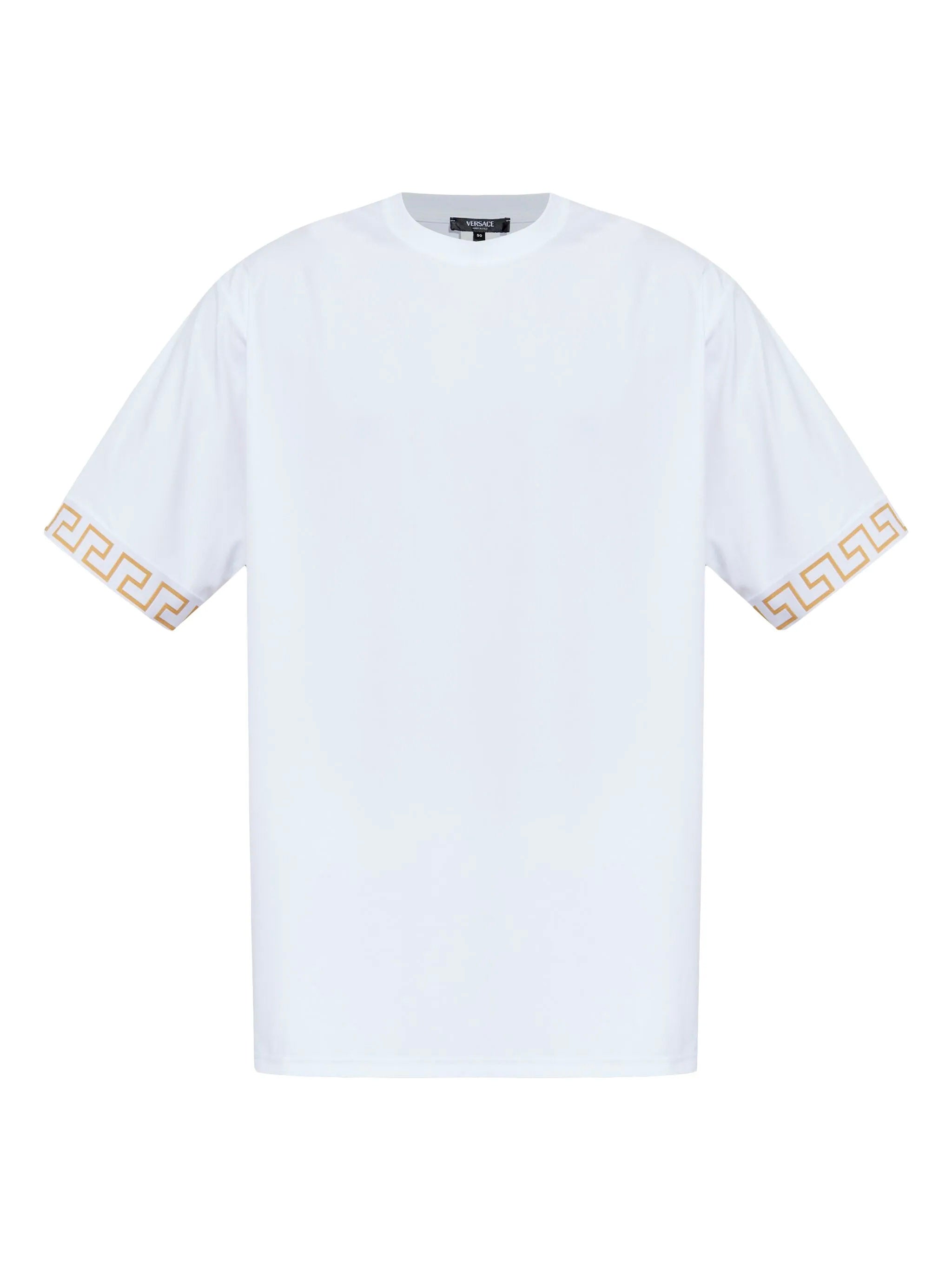 VERSACE Oversized Crew Neck T-Shirt with Greek Motif for Men