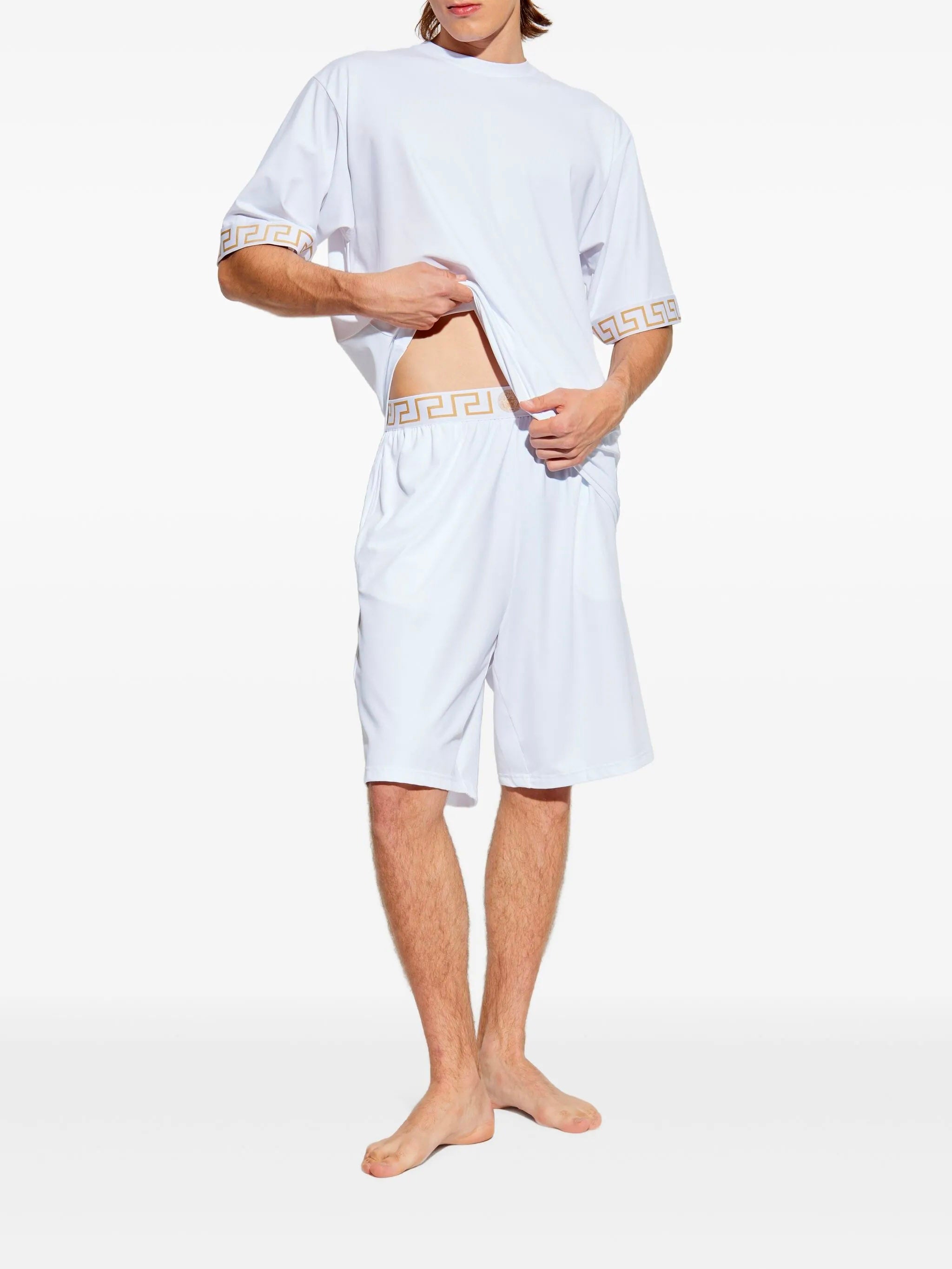 VERSACE Oversized Crew Neck T-Shirt with Greek Motif for Men