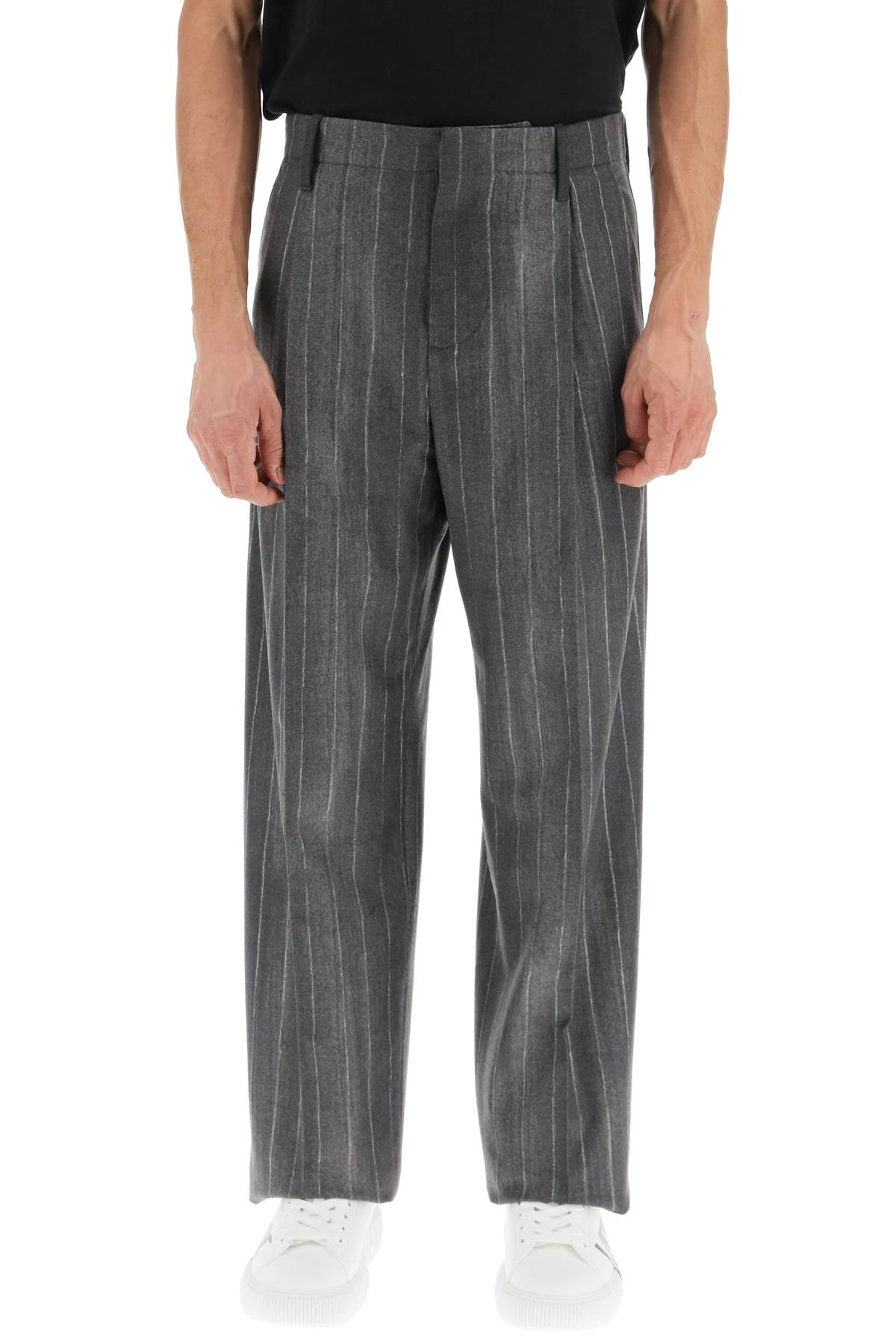 VERSACE Men's Stripped Wool Trousers