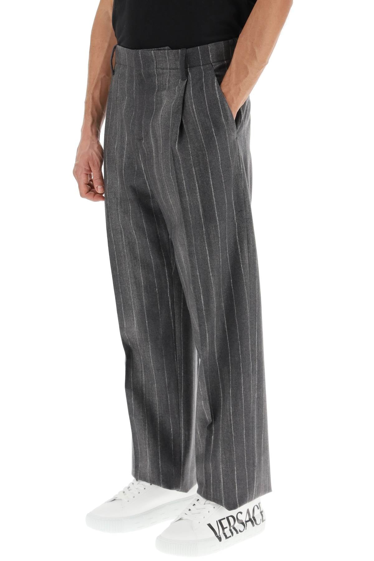 VERSACE Men's Stripped Wool Trousers