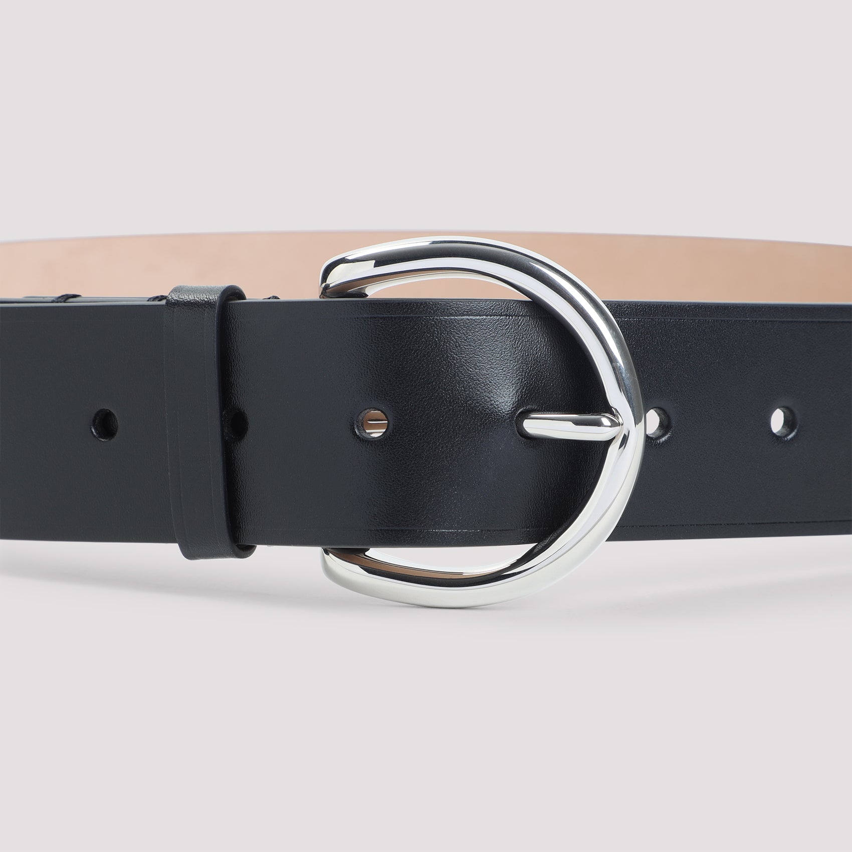 PHOEBE PHILO Round Buckle Leather Belt - 4cm Width