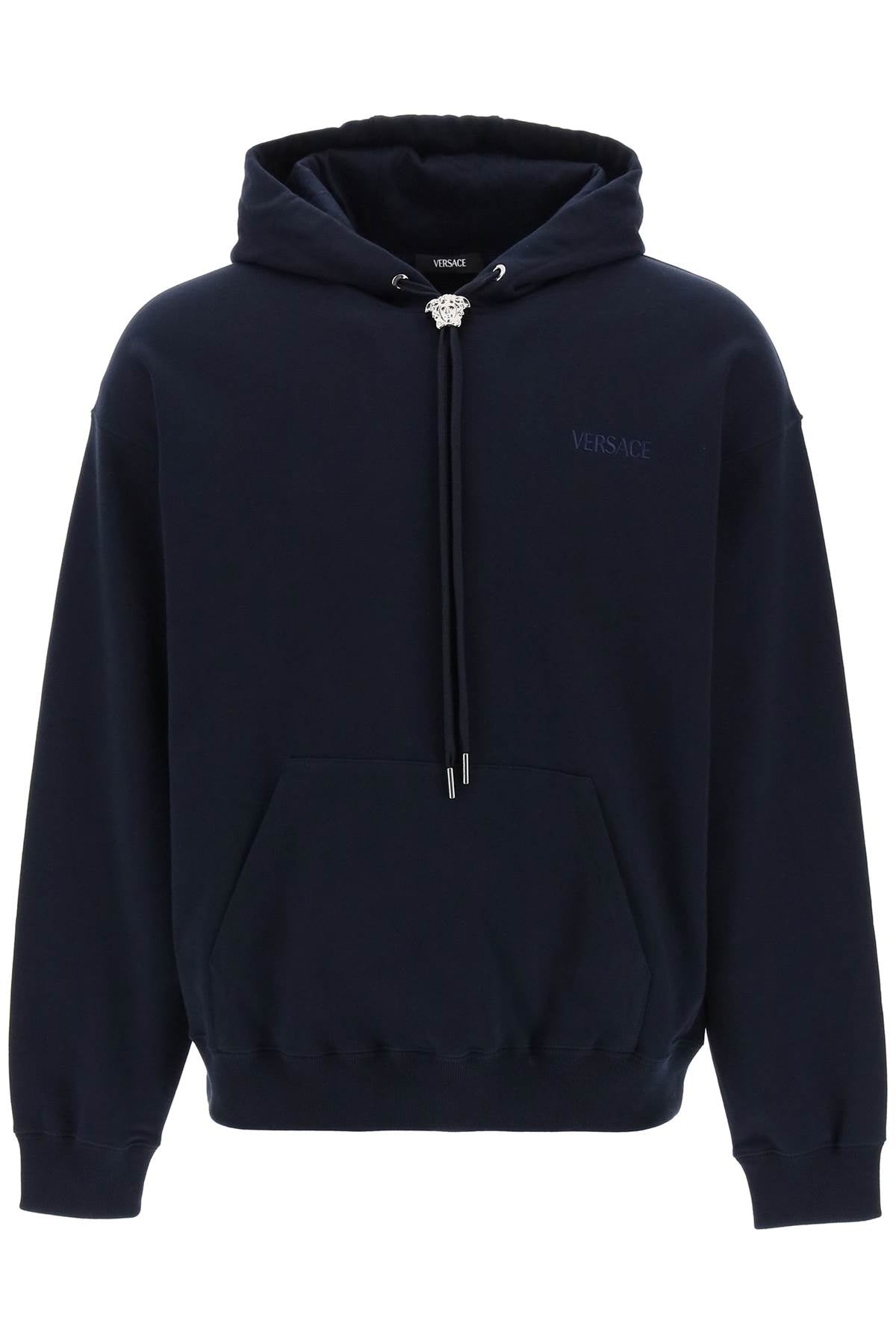 VERSACE Cotton Hoodie with Ribbed Edges - Mitchel Fit