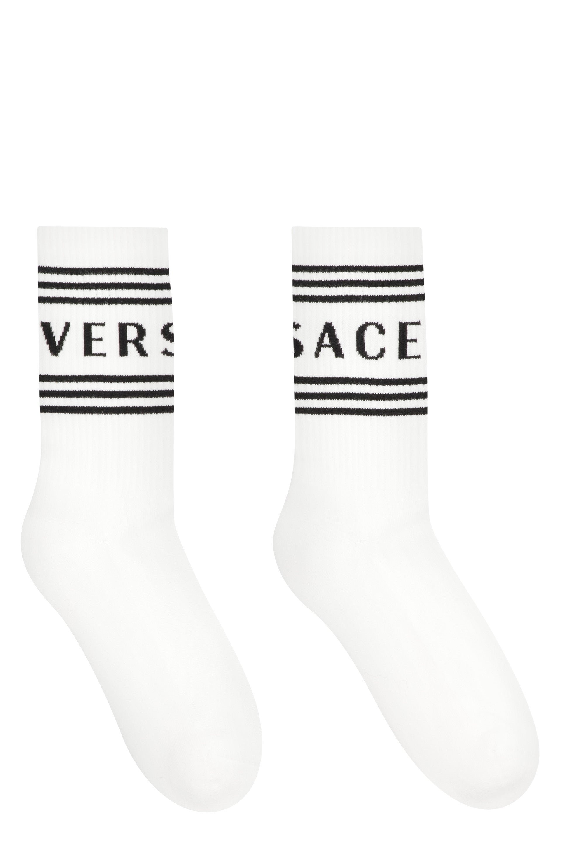 VERSACE Stretch Cotton Blend Athletic Socks for Men