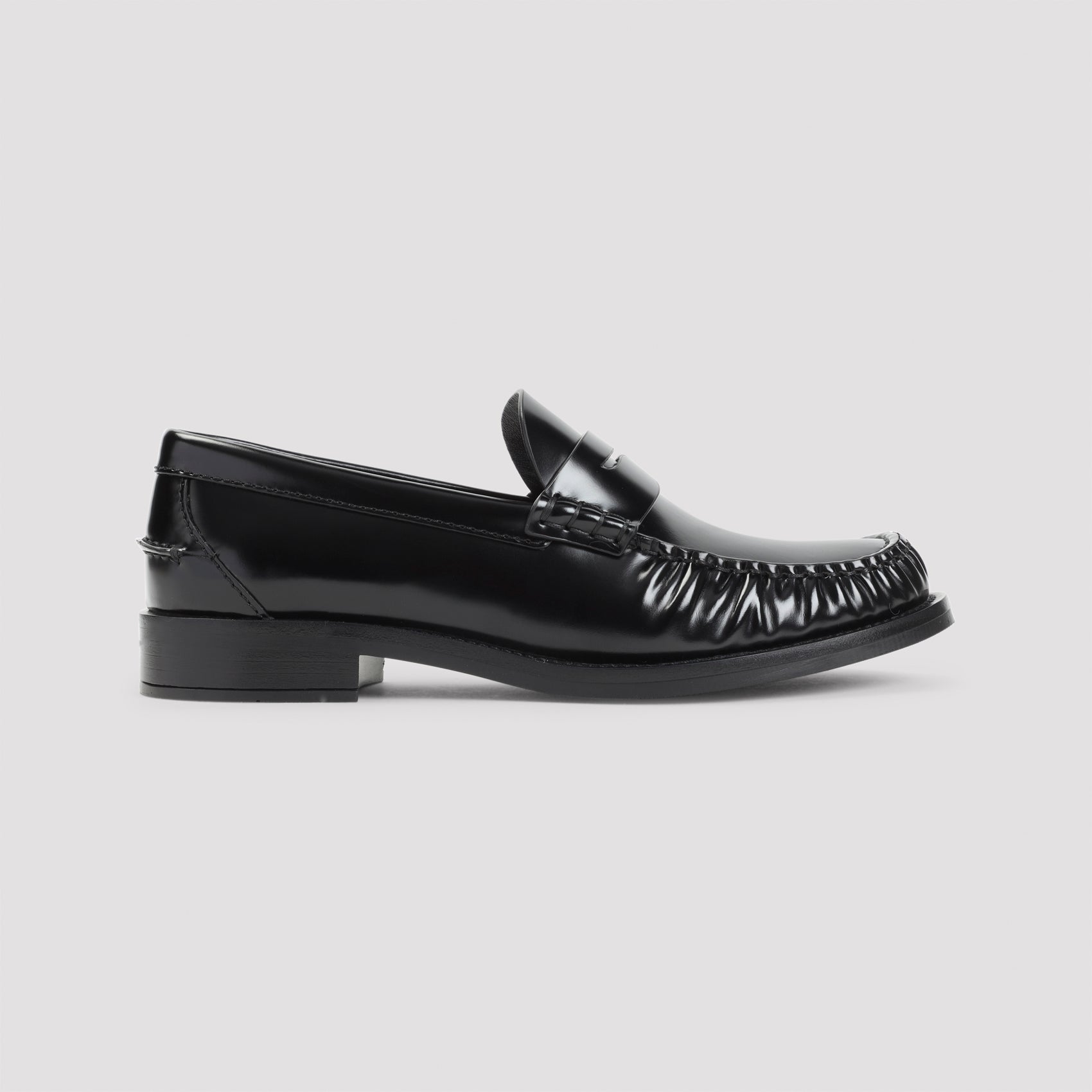 PRADA Men's Brushed Leather Loafers with 2.5cm Heel Height