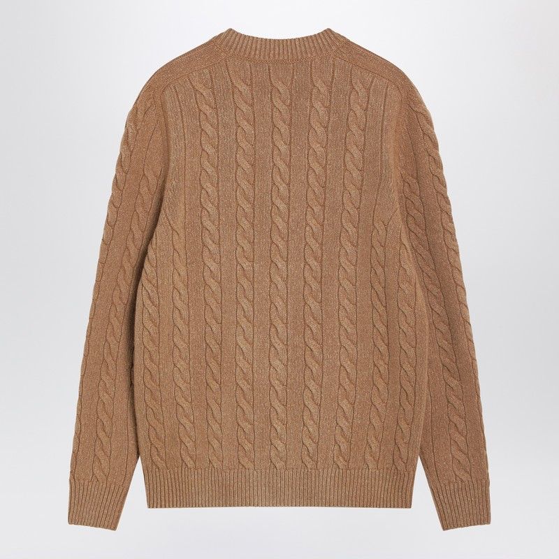 THE ROW Loneke Cardigan - Women’s Crew-Neck in Light Brown Wool